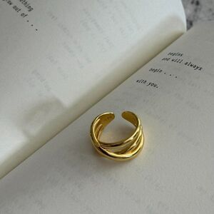 925 sterling silver twisted adjustable ring gold plated